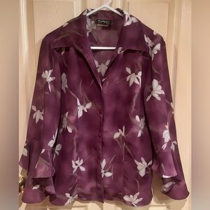 Women’s Blouse Ruffled Long Sleeves Size Medium